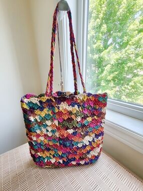 Raffia Crochet Tote Bag for Summer